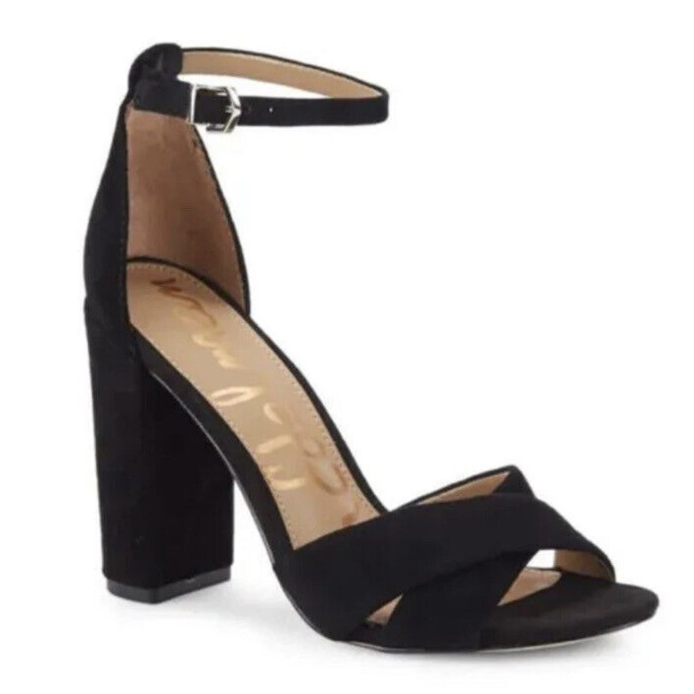Sam Edelman Womens Yancy Black Suede Open Toe Ankle Strap Heels Sandals Size 8.5